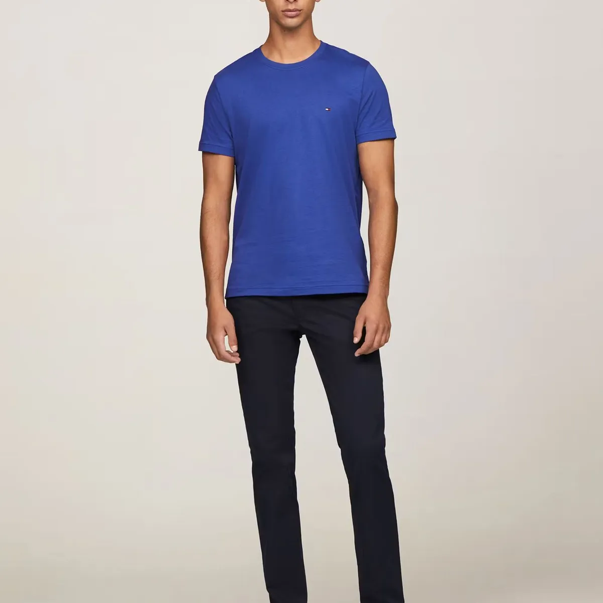 TOMMY HILFIGER - Polera Essential Cotton C-Neck Slim Fit Azul Tommy Hilfiger