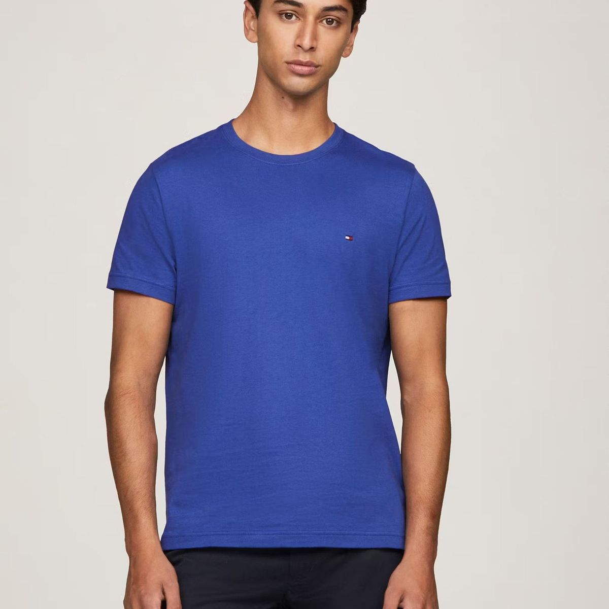 TOMMY HILFIGER - Polera Essential Cotton C-Neck Slim Fit Azul Tommy Hilfiger