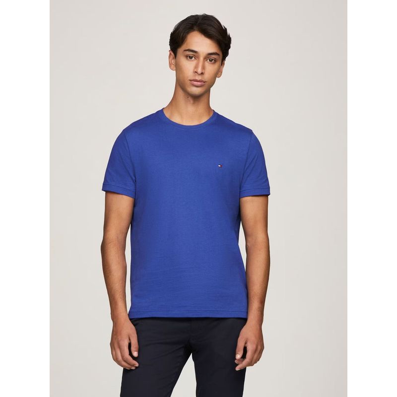 TOMMY HILFIGER - Polera Essential Cotton C-Neck Slim Fit Azul Tommy Hilfiger