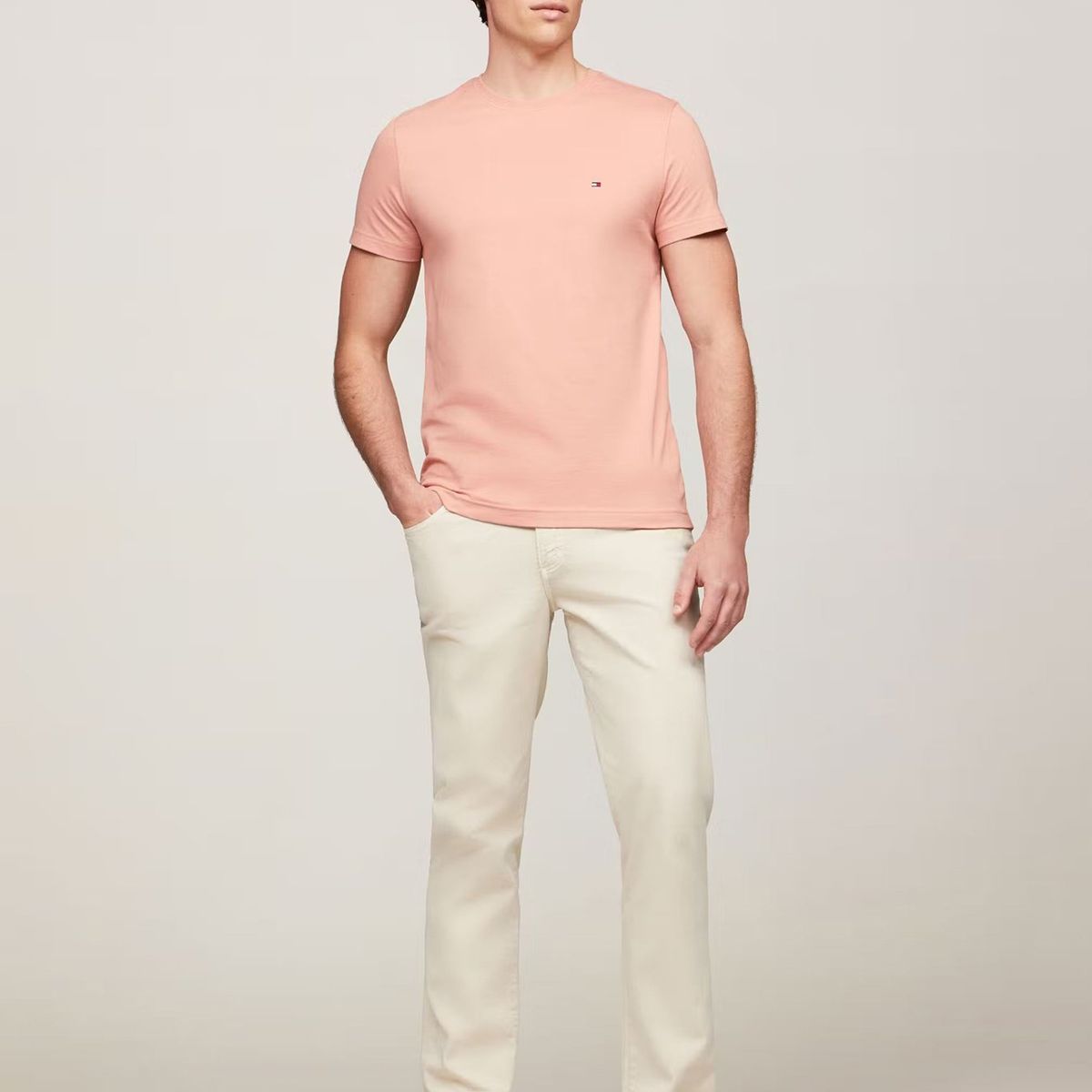 TOMMY HILFIGER - Polera Essential Cotton C-Neck Slim Fit Damasco Tommy Hilfiger