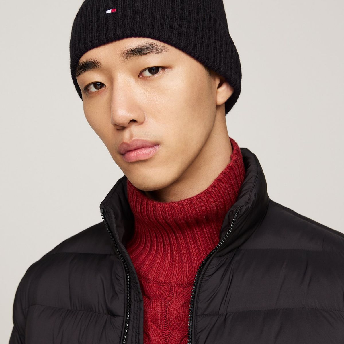 TOMMY HILFIGER - Gorro Solid Con Logo Negro Tommy Hilfiger