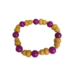 GENERICO - Pulsera piedra naturales morada y cuantas en forma de calabaza