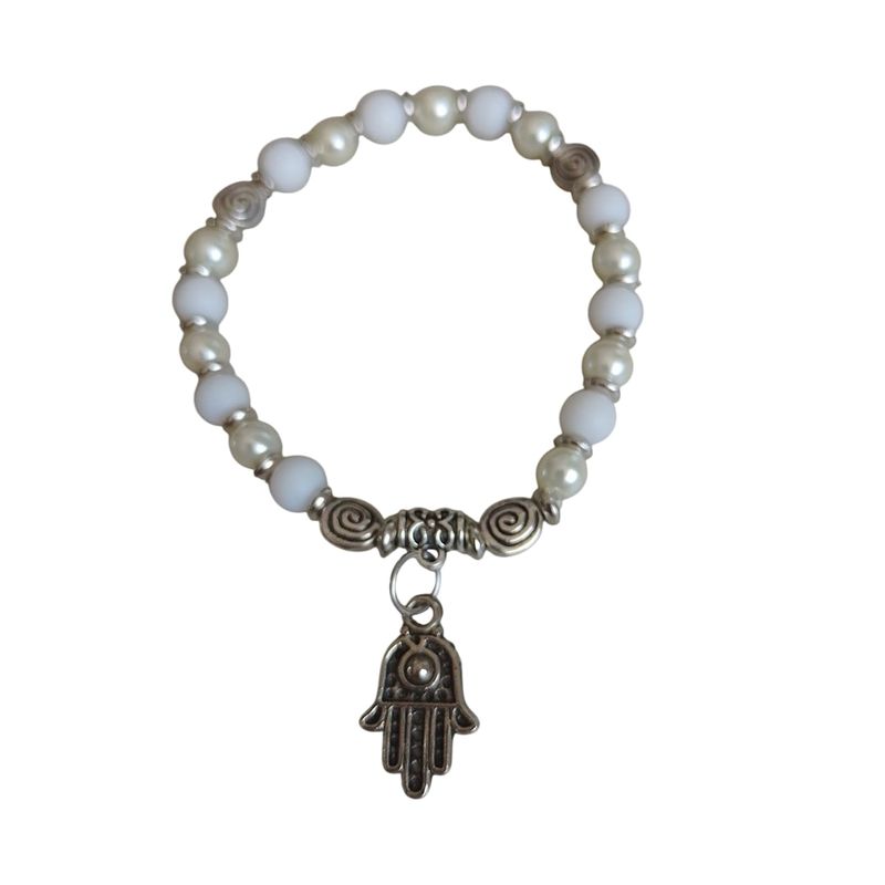 GENERICO - Pulsera piedra calcedonia y perlas