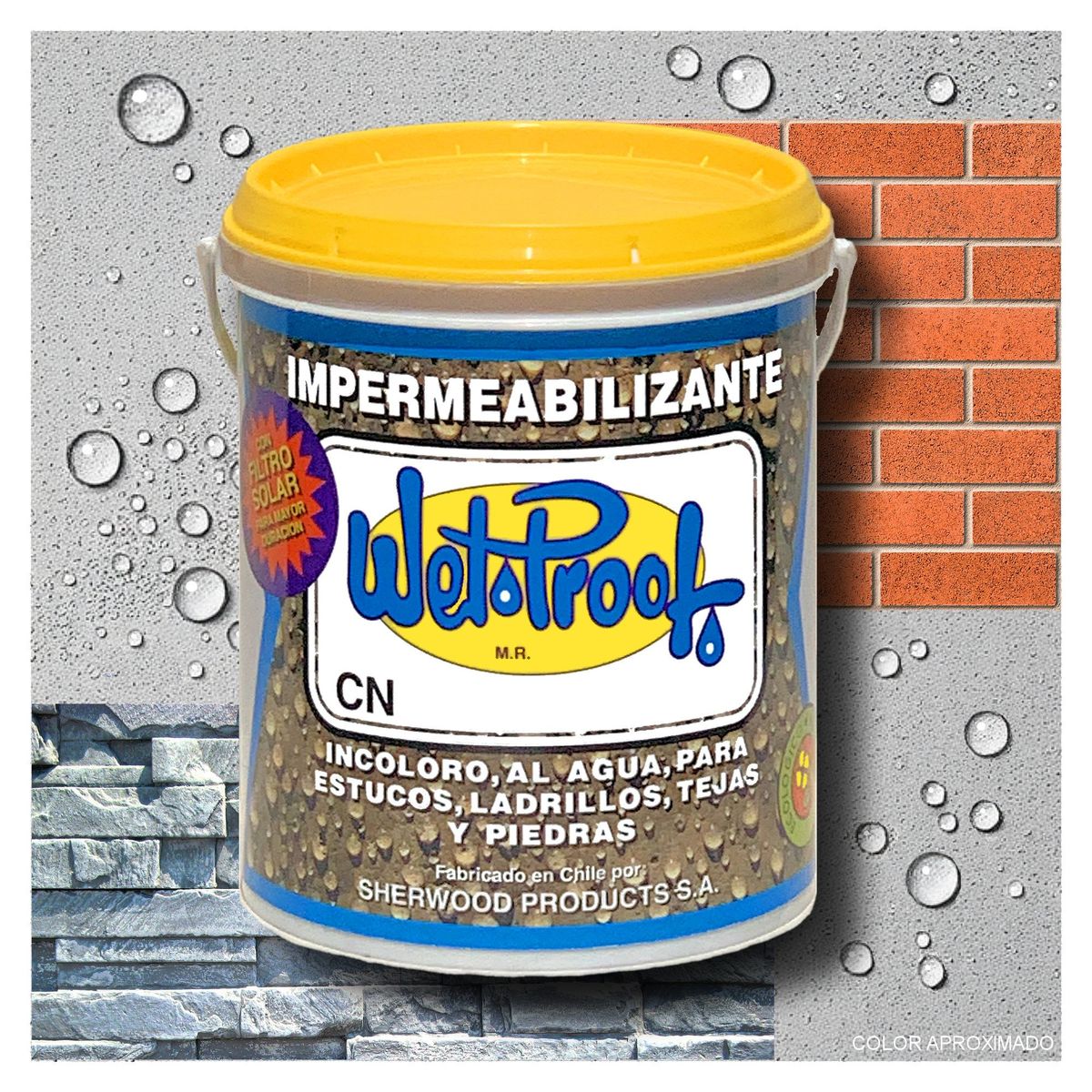 WETPROOF - BARNIZ IMPERMEABLE ESTUCO LADRILLO PIEDRA WET PROOF® CN INCOLORO 1 GAL