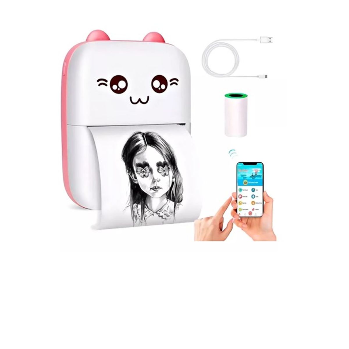 GENERICO - Mini Impresora Térmica Gatita Bluetooth