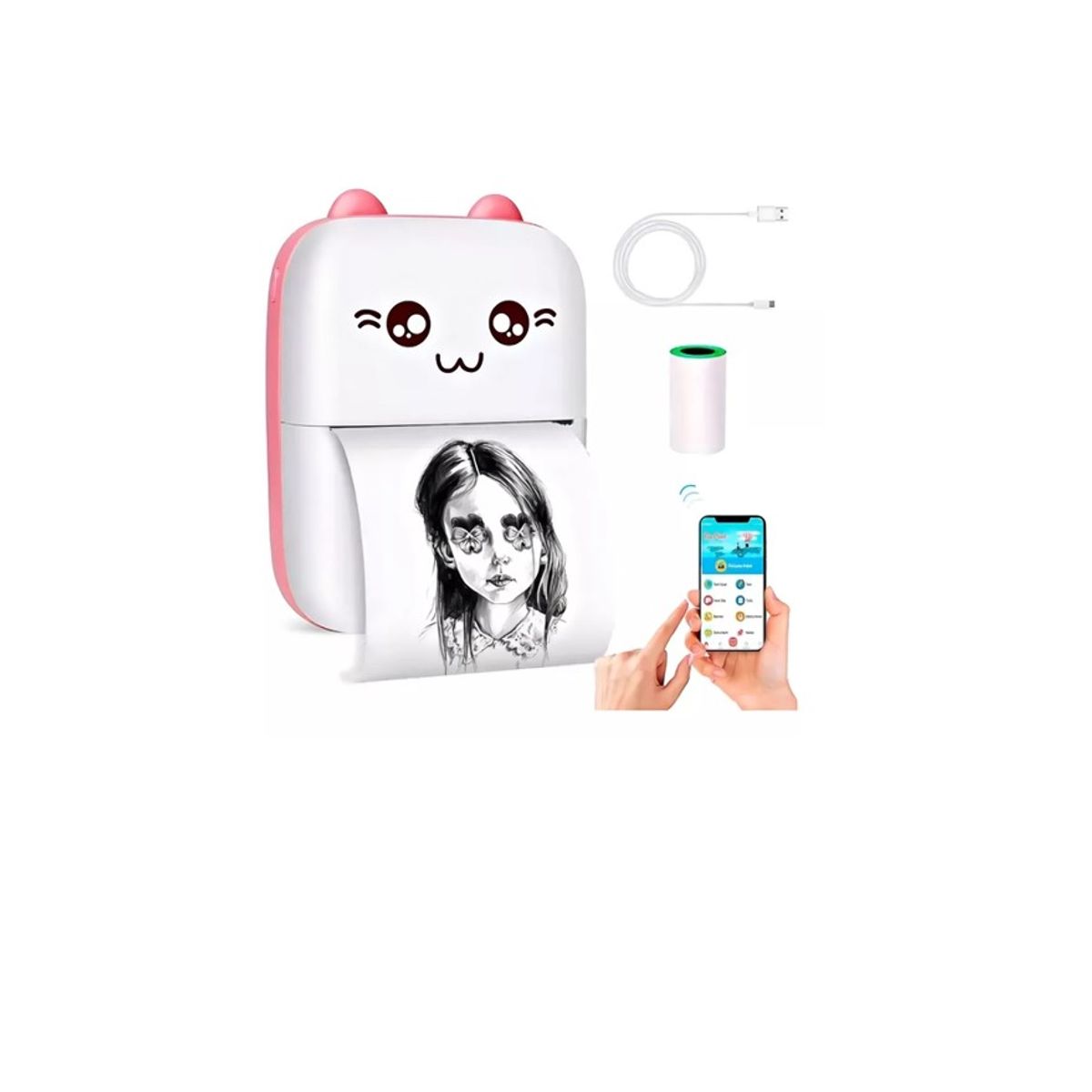 GENERICO - Mini Impresora Térmica Gatita Bluetooth