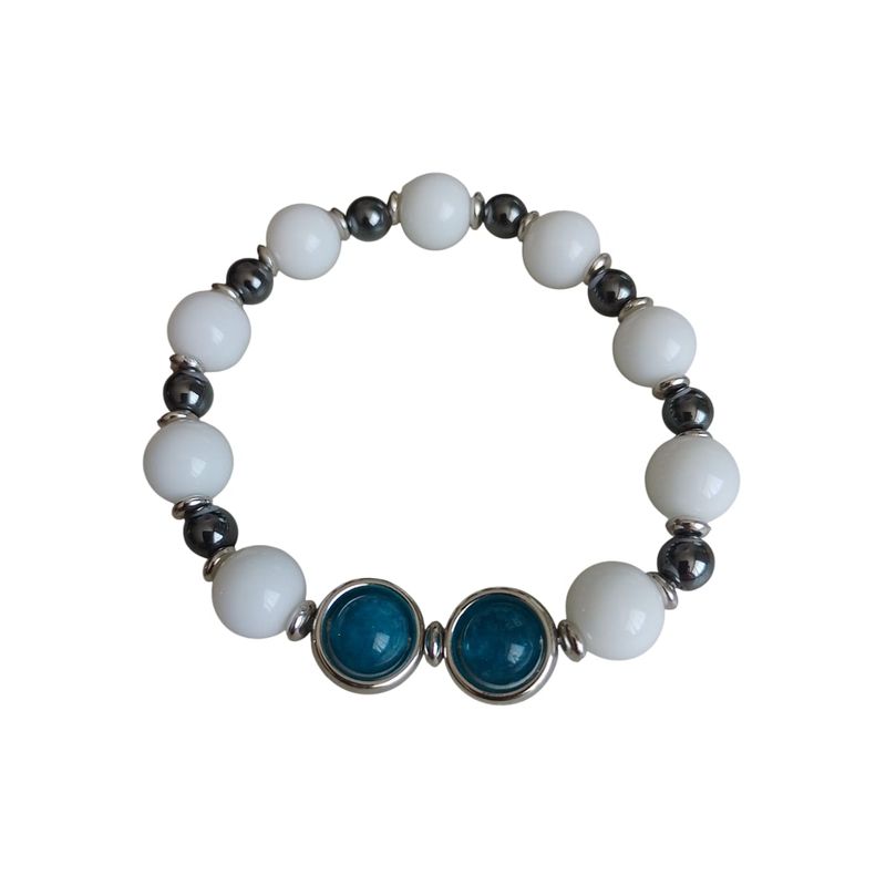 GENERICO - Pulsera piedra calcedonia hematita