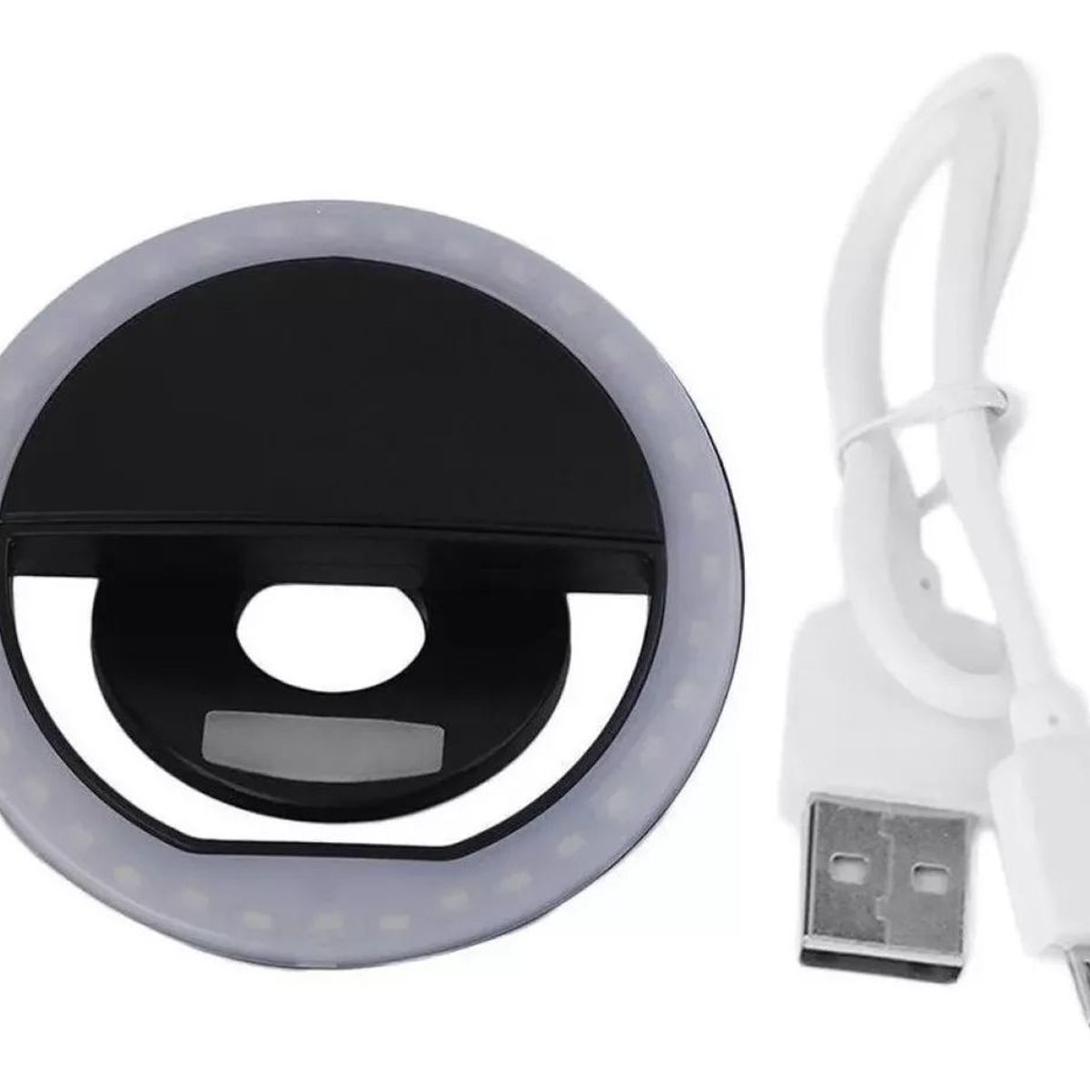 GENERICO - Selfie aro de luz recargable para celular  solo negro
