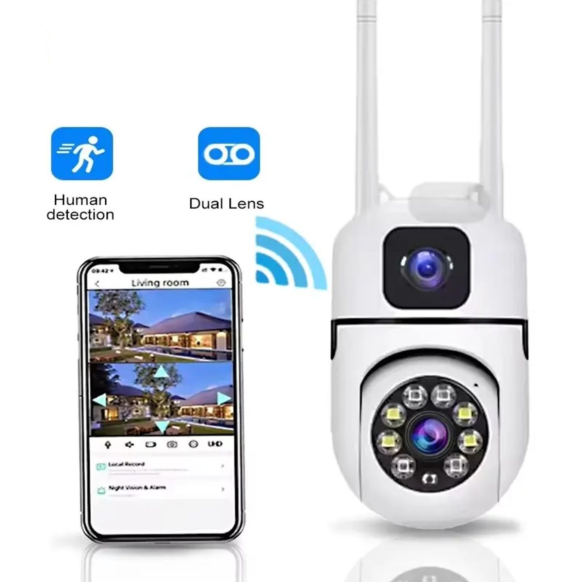 STARTECHOFFICE - Cámara de Seguridad WiFi Lente Dual Monitoreo 360° Full HD 110° Visión