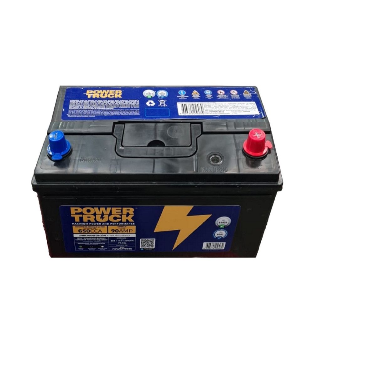POWER TRUCK - BATERIA 90 AMP 650 CCA BORNE ESTANDAR