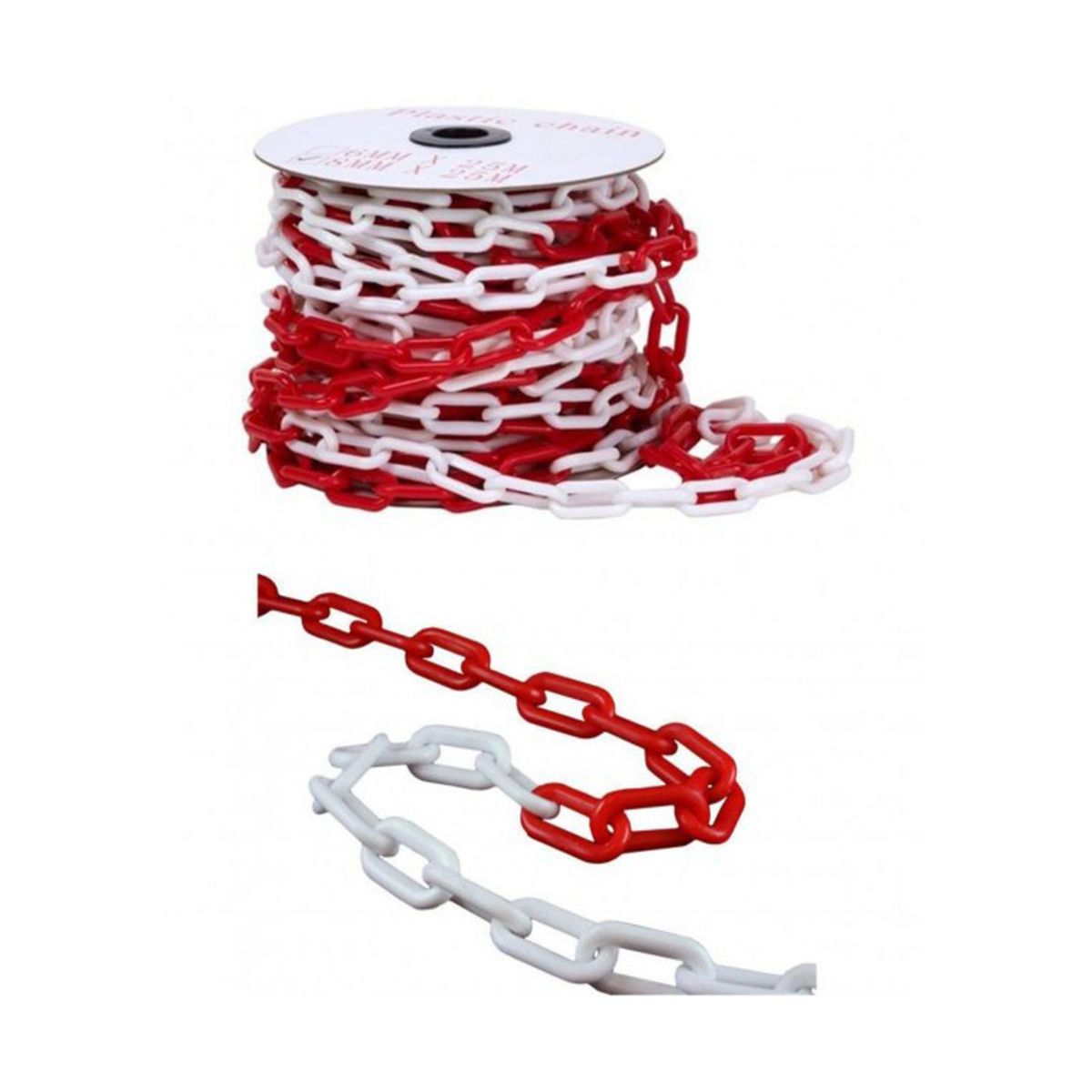 VORTEX - Cadena Plastica Rojo-blanca 25 Mts - Rollo