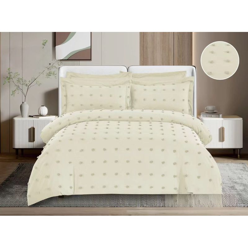 GENERICO - Cubrecama Premium de Algodón con Pompon 2 p Color Blanco Invierno