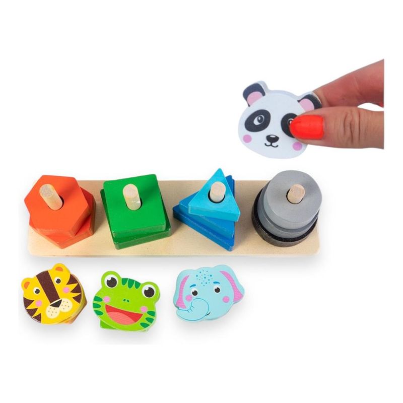 GENERICO - Bloques de Madera Montessori de Animales y Figuras Geométricas