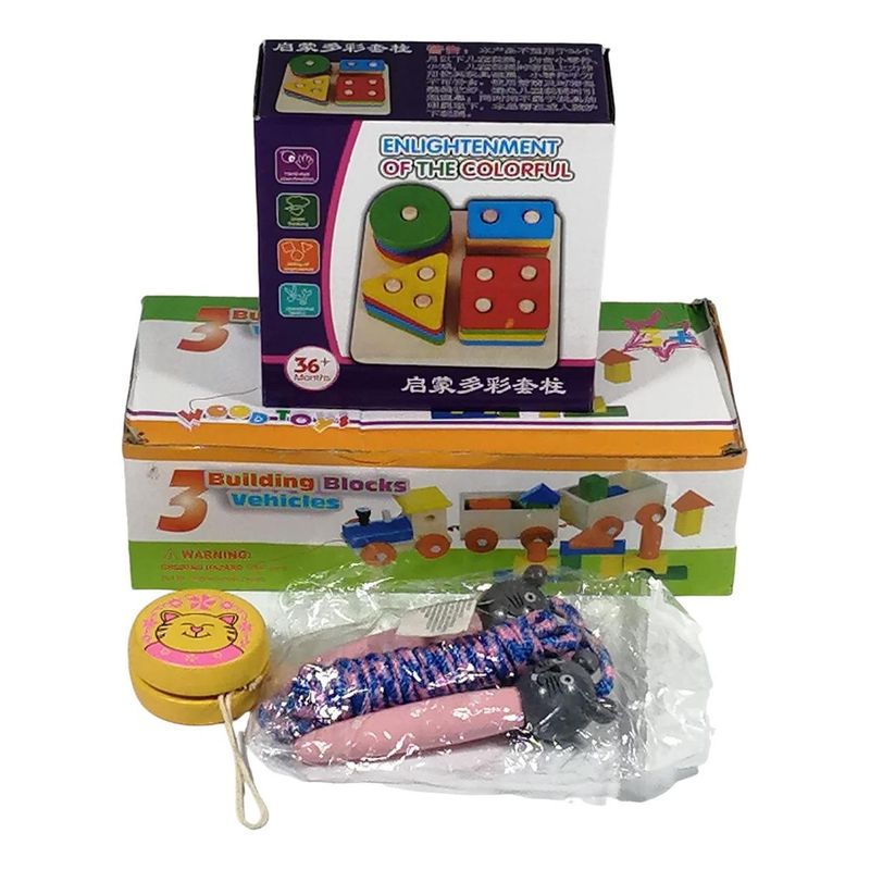 GENERICO - Juguetes de Madera Didácticos para Niños 4 Piezas Apilables