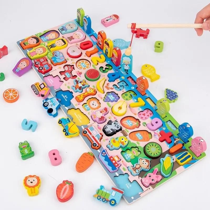 GENERICO - Juego Montessori de Madera 6 en 1 para Niños 3-8 años