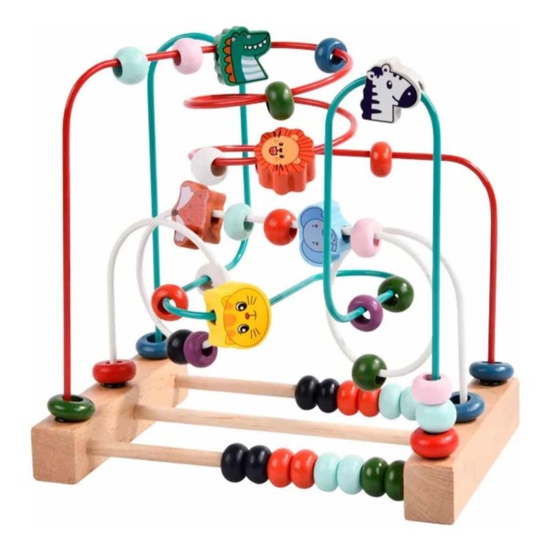 GENERICO - Juego Didáctico Laberinto de Cuentas de Madera para Niños