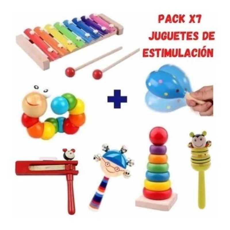 GENERICO - Pack Musical de Juguetes de Madera para Estimulación Infantil