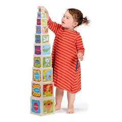 GENERICO - Torre Apilable de Cubos de Madera para Aprendizaje Infantil