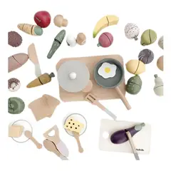 GENERICO - Juego Educativo de Cocina de Madera para Niños 40 Piezas