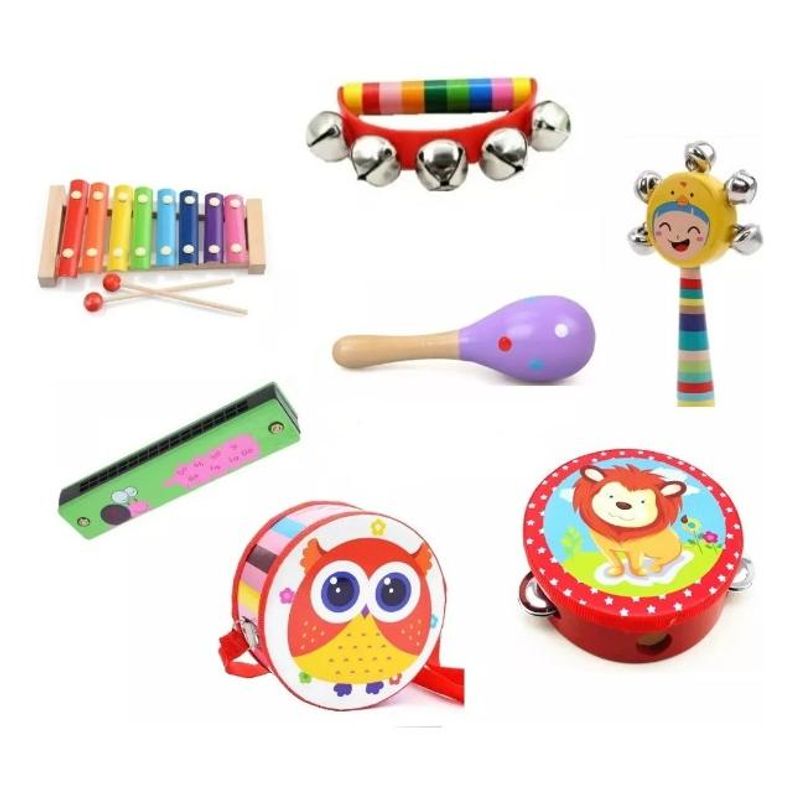 GENERICO - Pack de 7 Juguetes Musicales de Madera Eco-Friendly para Niños