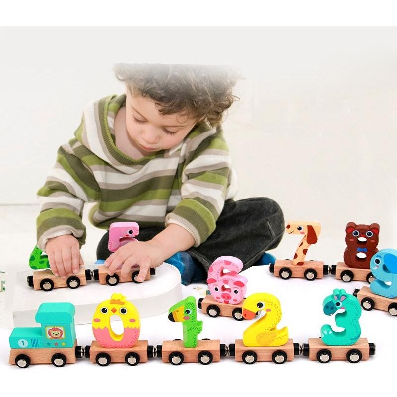 GENERICO - Tren Educativo Magnético de Madera para Aprender Números