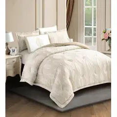 GENERICO - Cubrecama Premium de Algodón Hojas Relieve 2 p Blanco Invierno