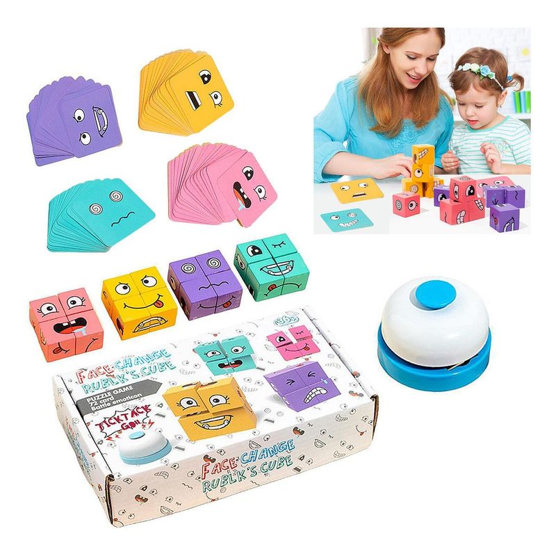 GENERICO - Puzzle Didáctico de Madera con Campana y Expresiones 3D