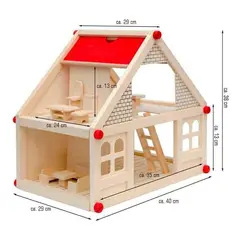 GENERICO - Casa de muñecas de madera con muebles incluidos para jugar