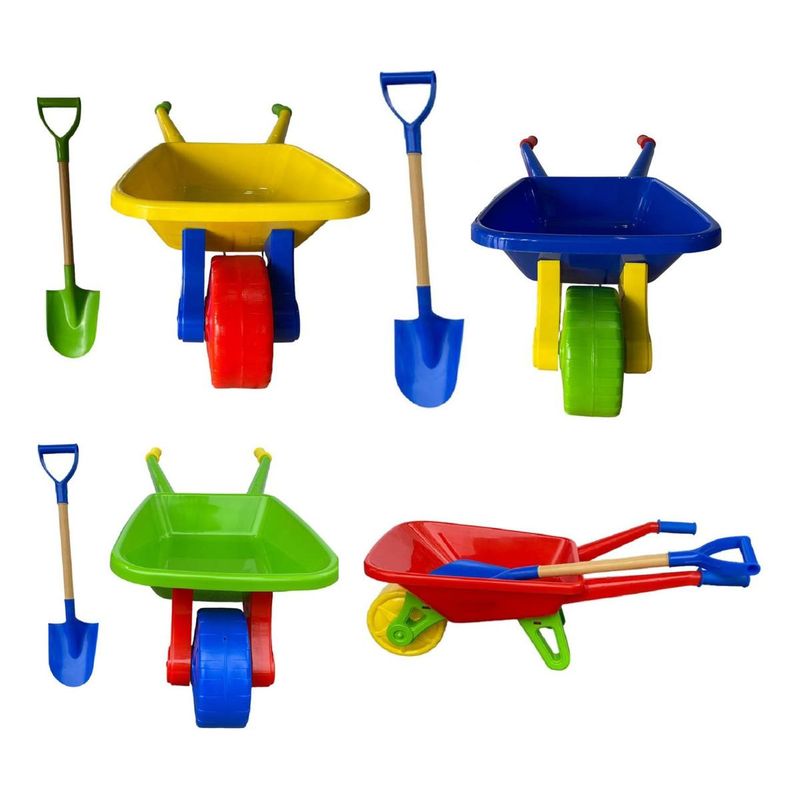 GENERICO - Carretilla y pala para jugar en la playa con colores variados