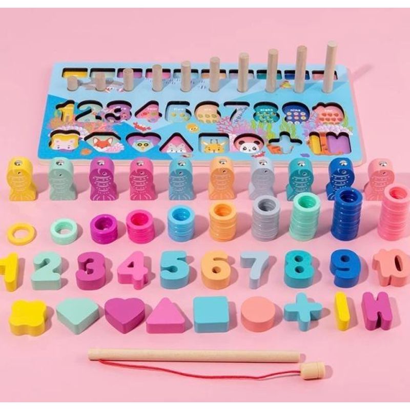 GENERICO - Juego de Pesca Magnética de Madera para Niños Montessori