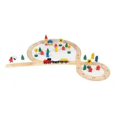 GENERICO - Pista de Tren Didáctica de Madera 48 Piezas para Niños