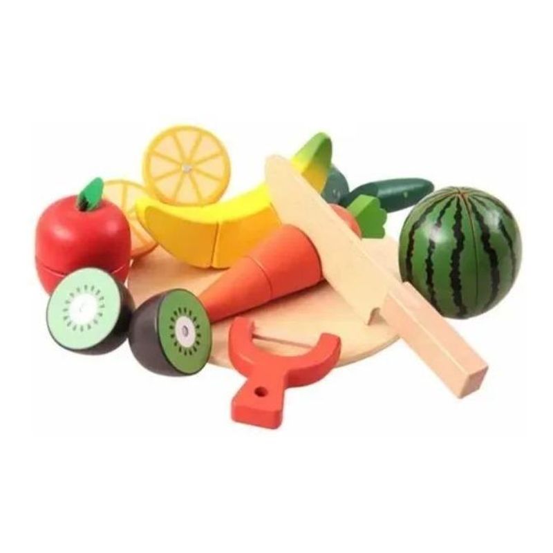 GENERICO - Juego de Corta Frutas y Verduras de Madera para Niños