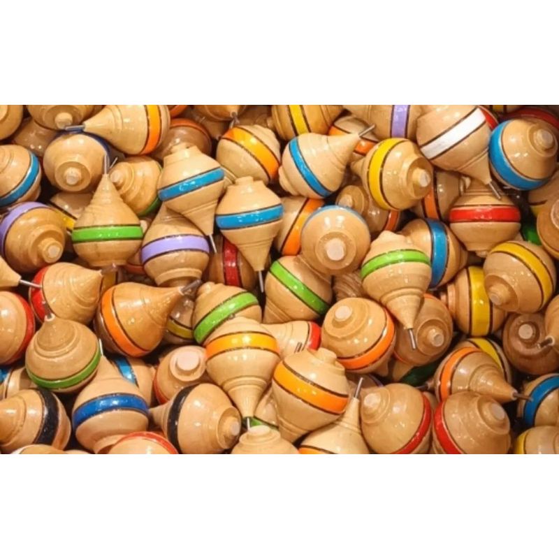 GENERICO - Trompo Chileno de Madera con Lienza para Fiestas Patrias