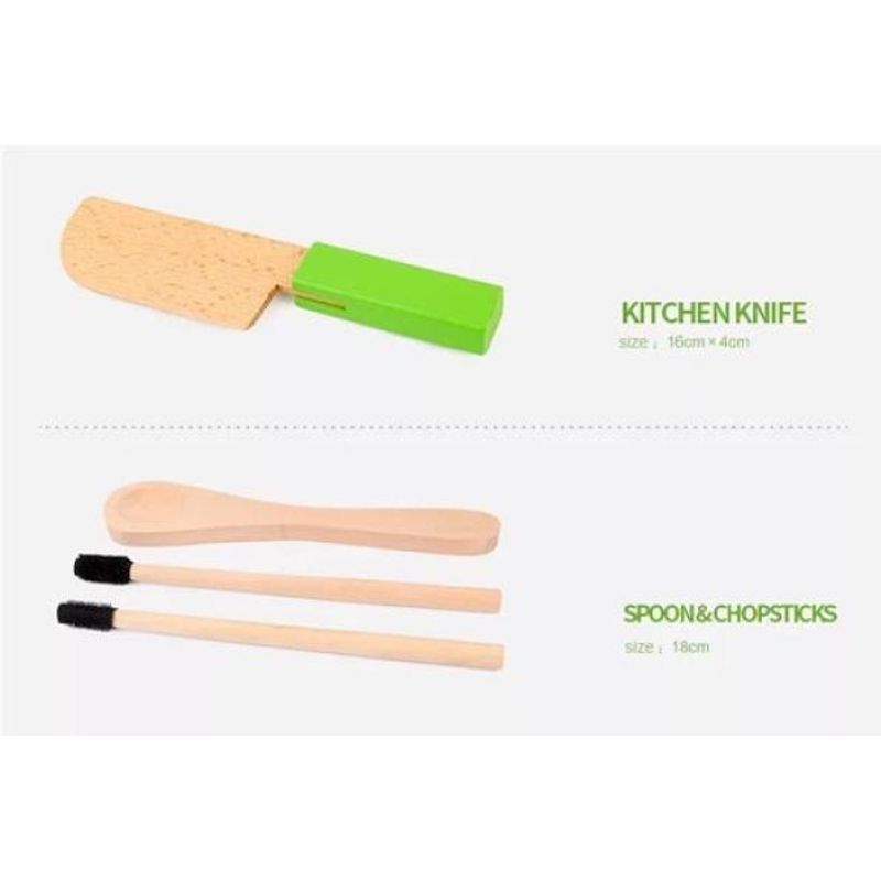 GENERICO - Wok de Madera con Verduras para Juegos de Imaginación