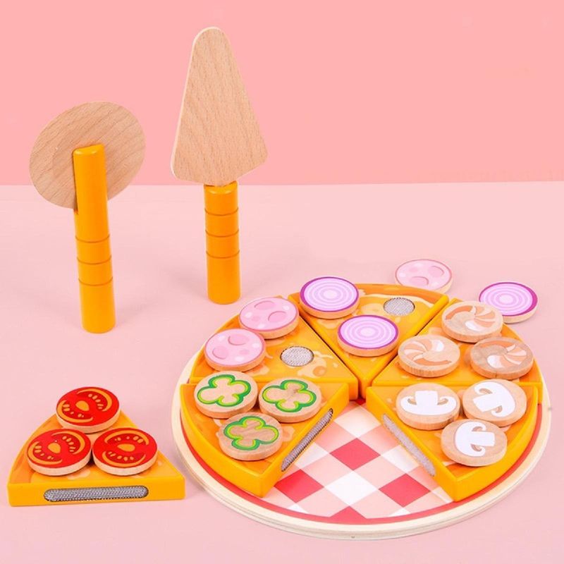 GENERICO - Set Didáctico de Pizza de Madera para Aprender Jugando