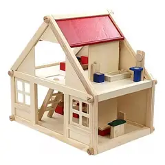 GENERICO - Casa de Muñecas de Madera con Muebles Interactivos