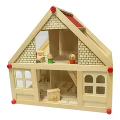GENERICO - Casa de Muñecas de Madera con Muebles y Dos Niveles