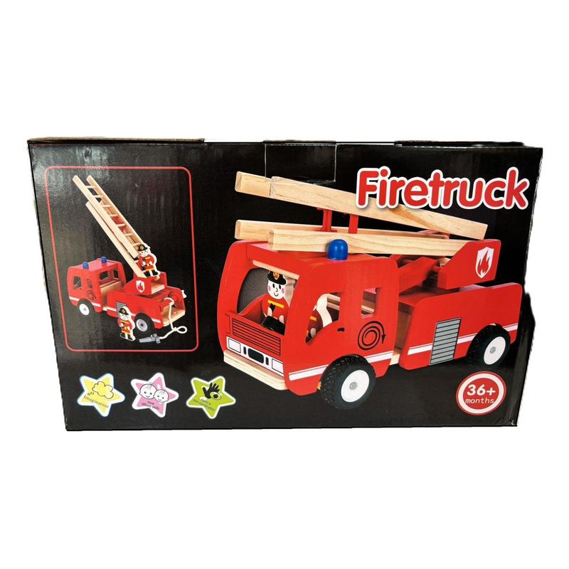 GENERICO - Camión de Bomberos de Madera para Aventuras Infantiles