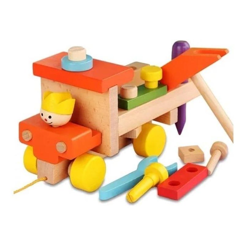 GENERICO - Camión de Madera para Arrastre y Construcción Infantil