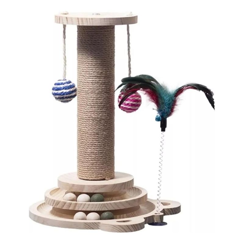 GENERICO - Rascador Interactivo de Sisal para Gatos con Juguete Incluido