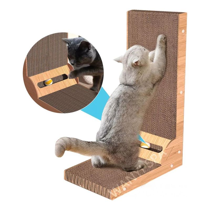 GENERICO - Rascador Interactivo de Cartón y Madera para Gatos