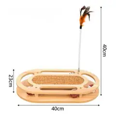 GENERICO - Rascador Interactivo de Madera con Pluma y Pelota para Gatos