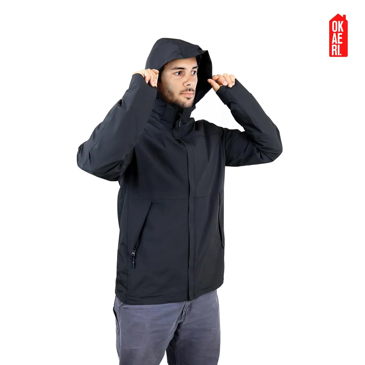 OKAERI - Chaqueta Cortaviento Impermeable Outdoor Hombre