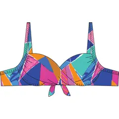 SAMIA - Bikini estilo sostén torcido copa C estampado azul - Multicolor
