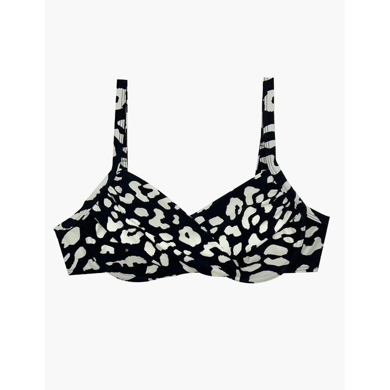 SAMIA - Bikini estilo sostén torcido copa C estampado negro - Multicolor