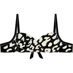SAMIA - Bikini estilo sostén torcido copa C estampado negro - Multicolor