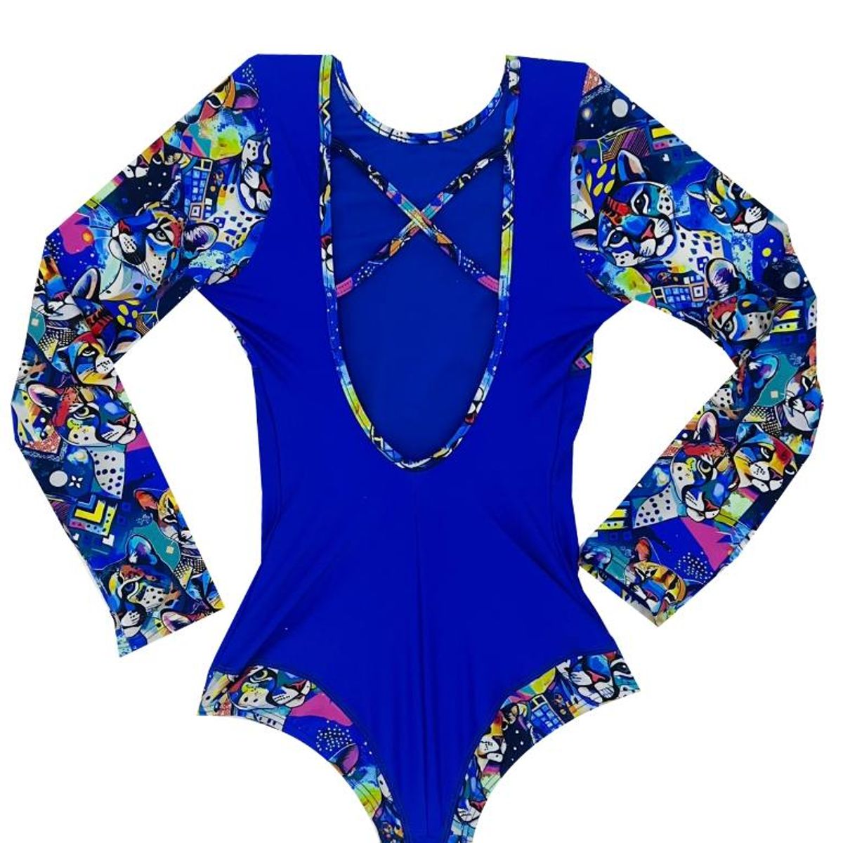 SAMIA - Traje de baño de niña manga larga azul - Multicolor
