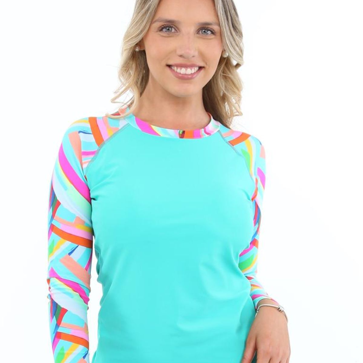 SAMIA - Polera mujer protección UV estampado verde - Multicolor