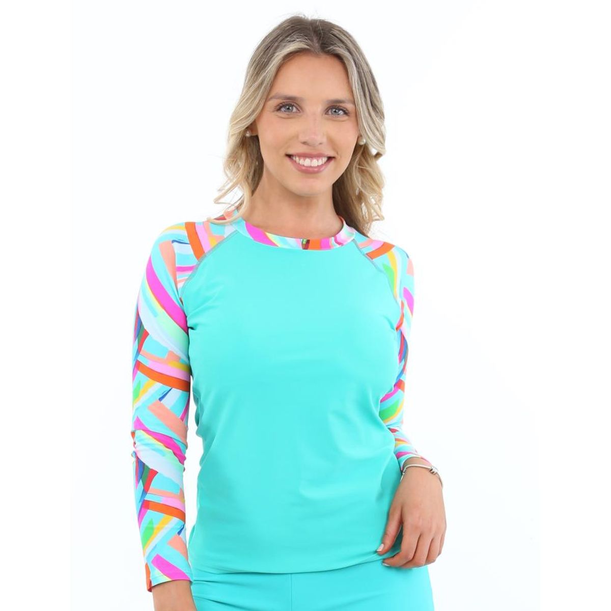 SAMIA - Polera mujer protección UV estampado verde - Multicolor