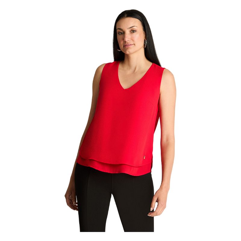 LORENZO DI PONTTI - Blusa Sin Mangas Con Capas Rojo